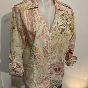 Caribbean Joe women’s convertible sleeve floral top Large